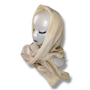 Mantero 1902 Italy Silk Scarf Cream Solid Print Unisex Designer Vintage 35x35‎